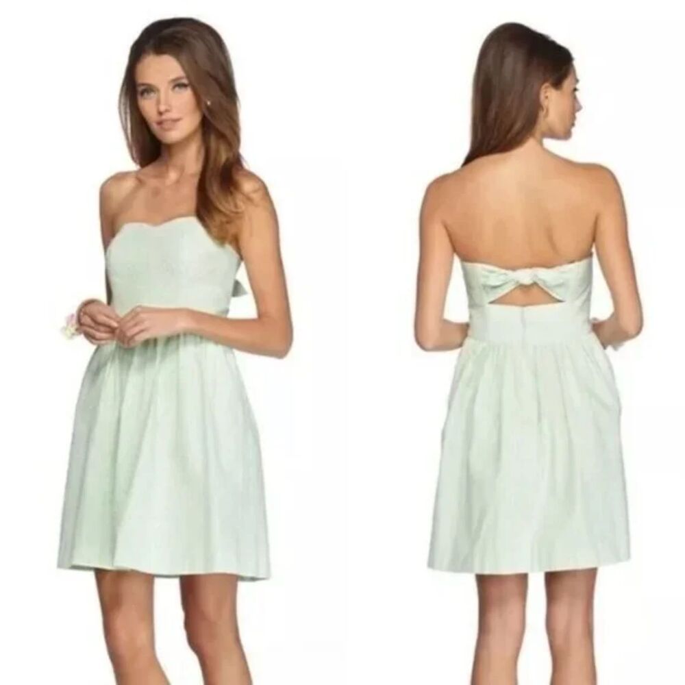 Lilly Pulitzer Richelle Strapless Dress Size 4 Green/White Stripes